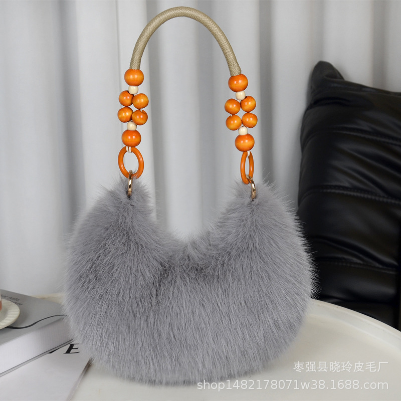 Fashion Plush Bag Autumn and Winter Handbag Long Plush Bag Stylish Cute New Bag Crossbody Bag Single Shoulder Plush Bag Niche