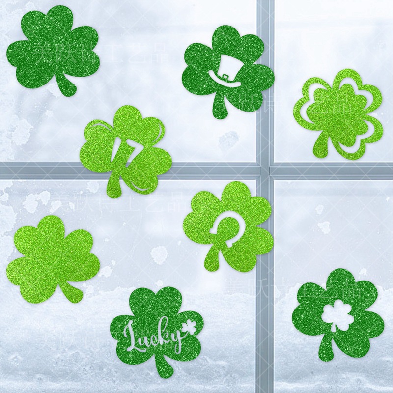 Amazon nuevo Día de San Patricio fiesta decoración de la ventana etiqueta de la pared pegatina Día de San Patricio trébol parche decorativo