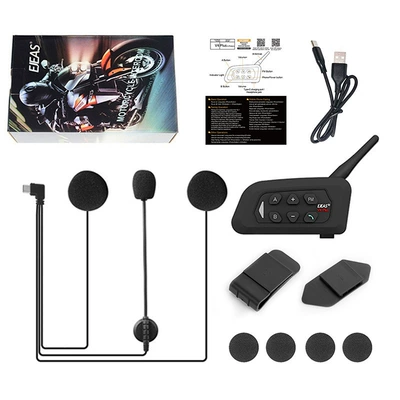 Ejeas Brand V4Plus Motorcycle Helmet Bluetooth Headset Helmet Intercom Headset Motorcycle Bluetooth Headset (Motorcycle Helmet Headset) - ejeas-v4-plus-single-package