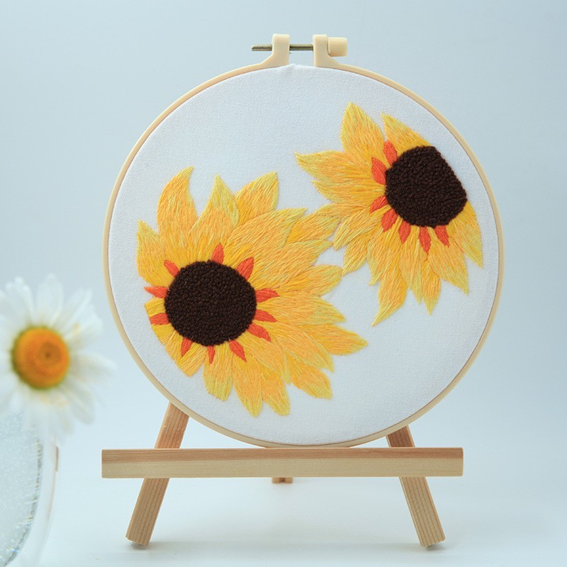 Pintura colgante hecha a mano Paquete de material de bricolaje de flores y plantas bordadas en inglés Serie de mariposas de flores bordadas en 3D Lu Pintura básica para principiantes