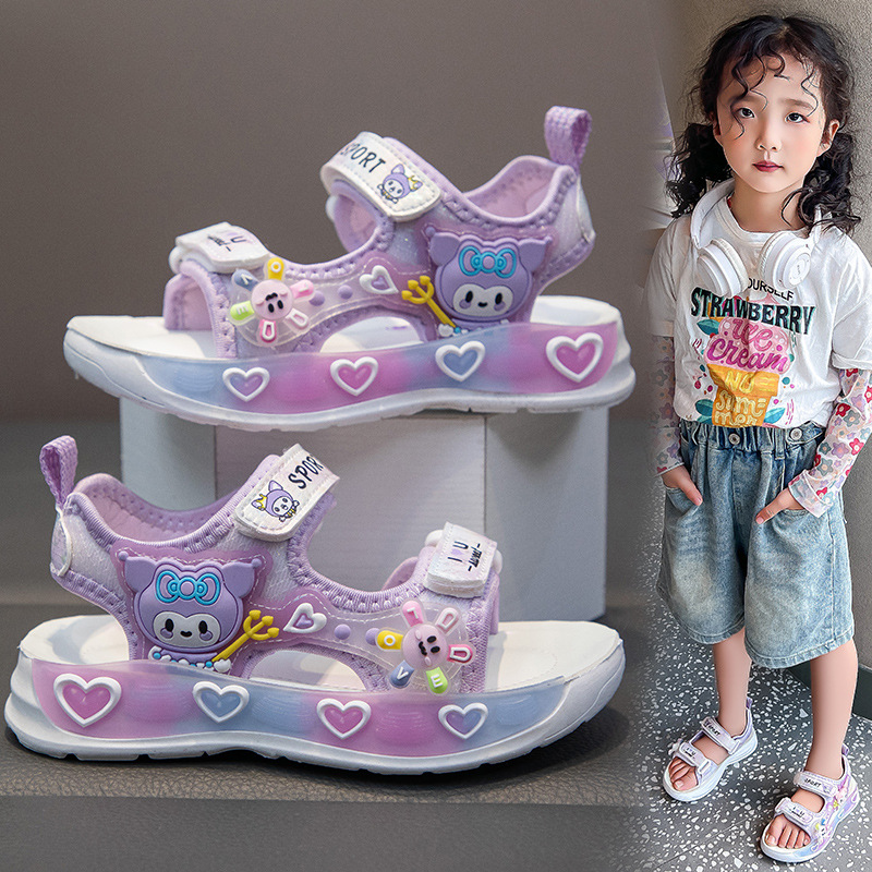 Girls' Sandals Summer 2026 New Stylish Children's Princess Shoes Non-Slip Little Girls' Sports Beach Shoes Soft Sole