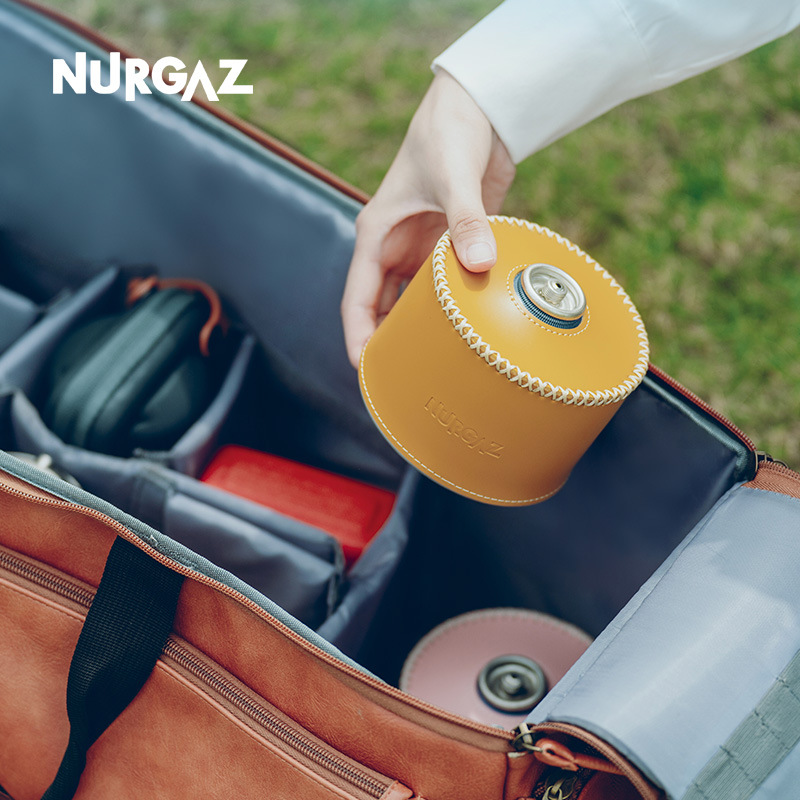 Nurgaz estufa cliente al aire libre camping montaña tanque de gas cubierta de cuero cubierta protectora del tanque de gas plana portátil camping vaca cubierta de cuero