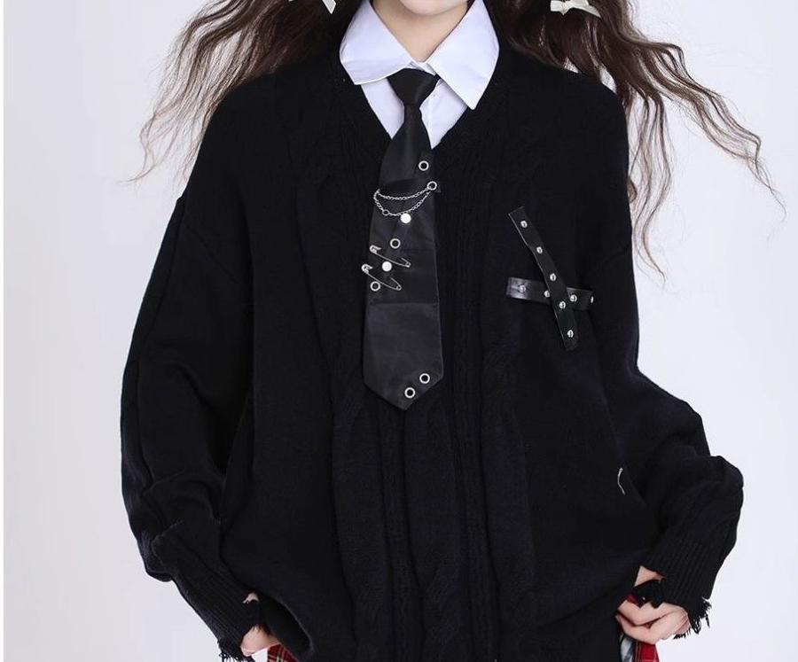 Women's Casual Irregular Design V-neck Long-sleeve Knitwear Coat