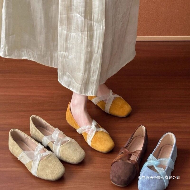 Fairy-style cross-strap shallow Mary Jane shoes 2026 women's new autumn French flat soft-soled ballet shoes