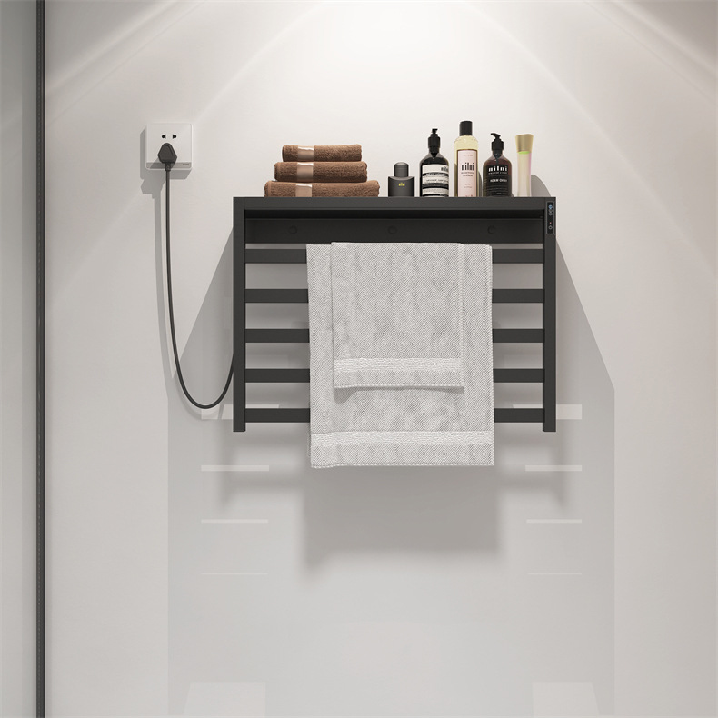Toallero eléctrico calefactable de acero inoxidable para baño de casa y hotel, gris plomo, barra calefactora para toallas, secado, temporizador, inteligente.