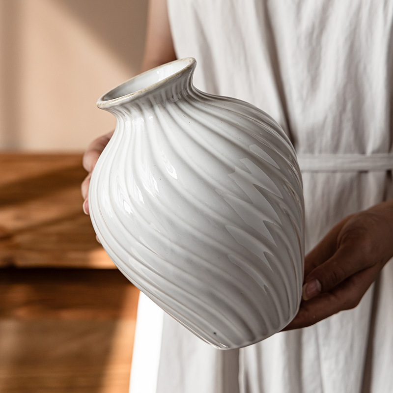 Jarrón de cerámica simple francés B & B Decoración del hogar Arreglos de flores Flores secas Arreglos de flores