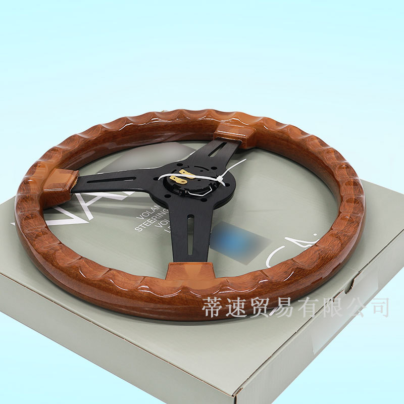 Factory direct car modification universal ABS imitation mahogany steering wheel 14 inch 350mm flat retro steering wheel