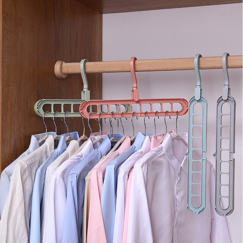 Factory direct supply multifunctional clothes hanger nine-hole clothes hanger seamless folding trouser rack storage artifact rotating clothes drying rack wholesale