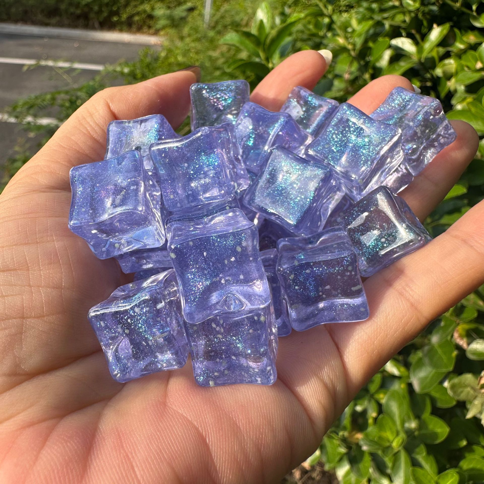 Yu Ji fine glittering luminous purple gray 1 piece