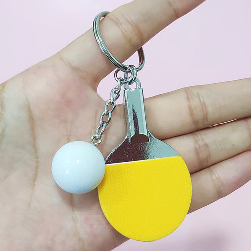 Creative ping pong ball keychain bag hanger ball type decoration gift sports supplies simulated ping pong paddle
