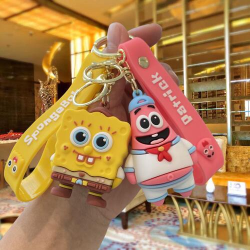 Cute Spongebob keychain, Patrick Star doll, school bag pendant, key chain, accessories, claw machine, small gift