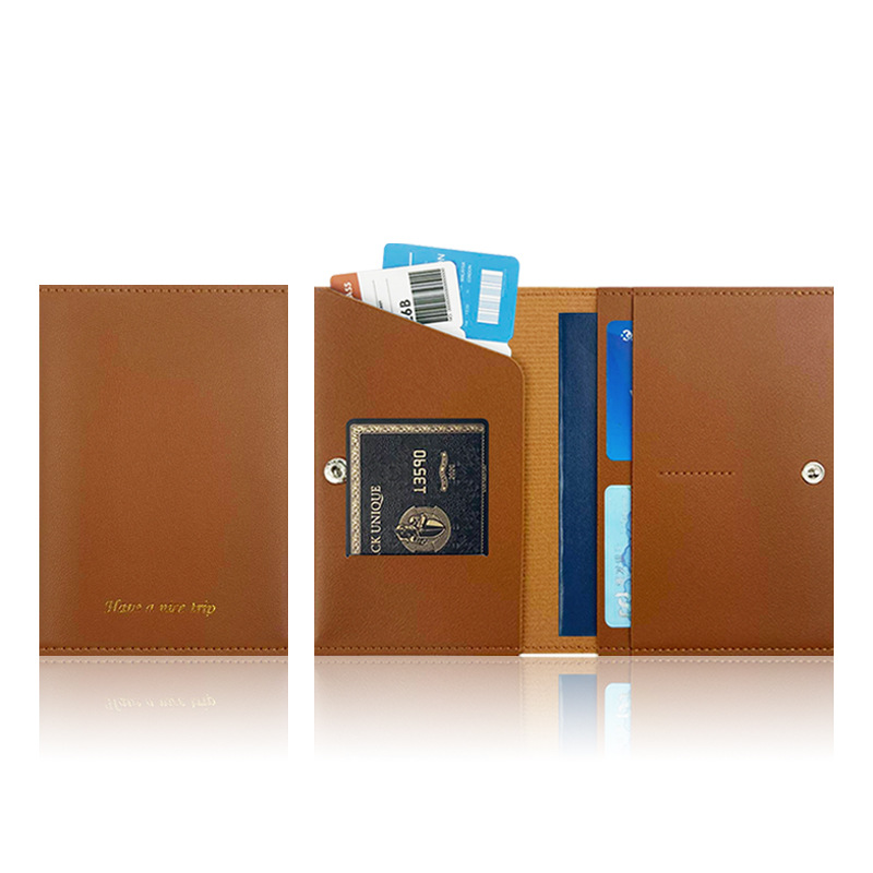 Cubierta protectora de pasaporte de cuero engrosado de cuero transfronterizo multi-funcional pu pasaporte cubierta con hebilla dorada multicolor pasaporte bolsa