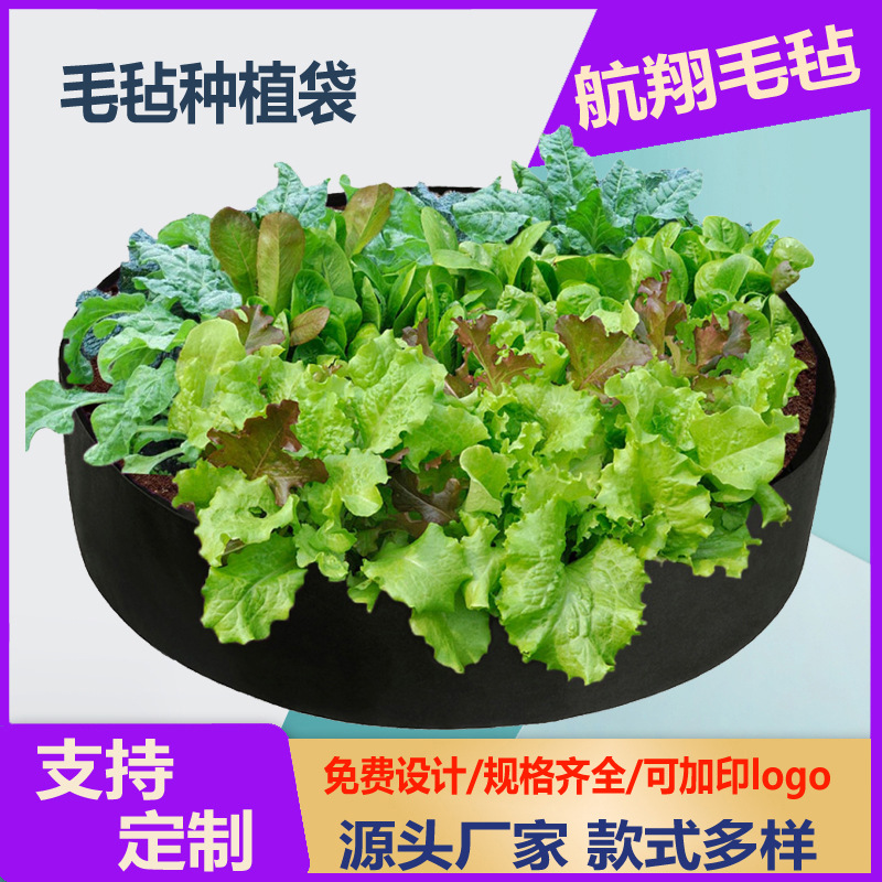 圆形毛毡种植袋厂家现货美植袋室内外无纺布花园菜园培育袋