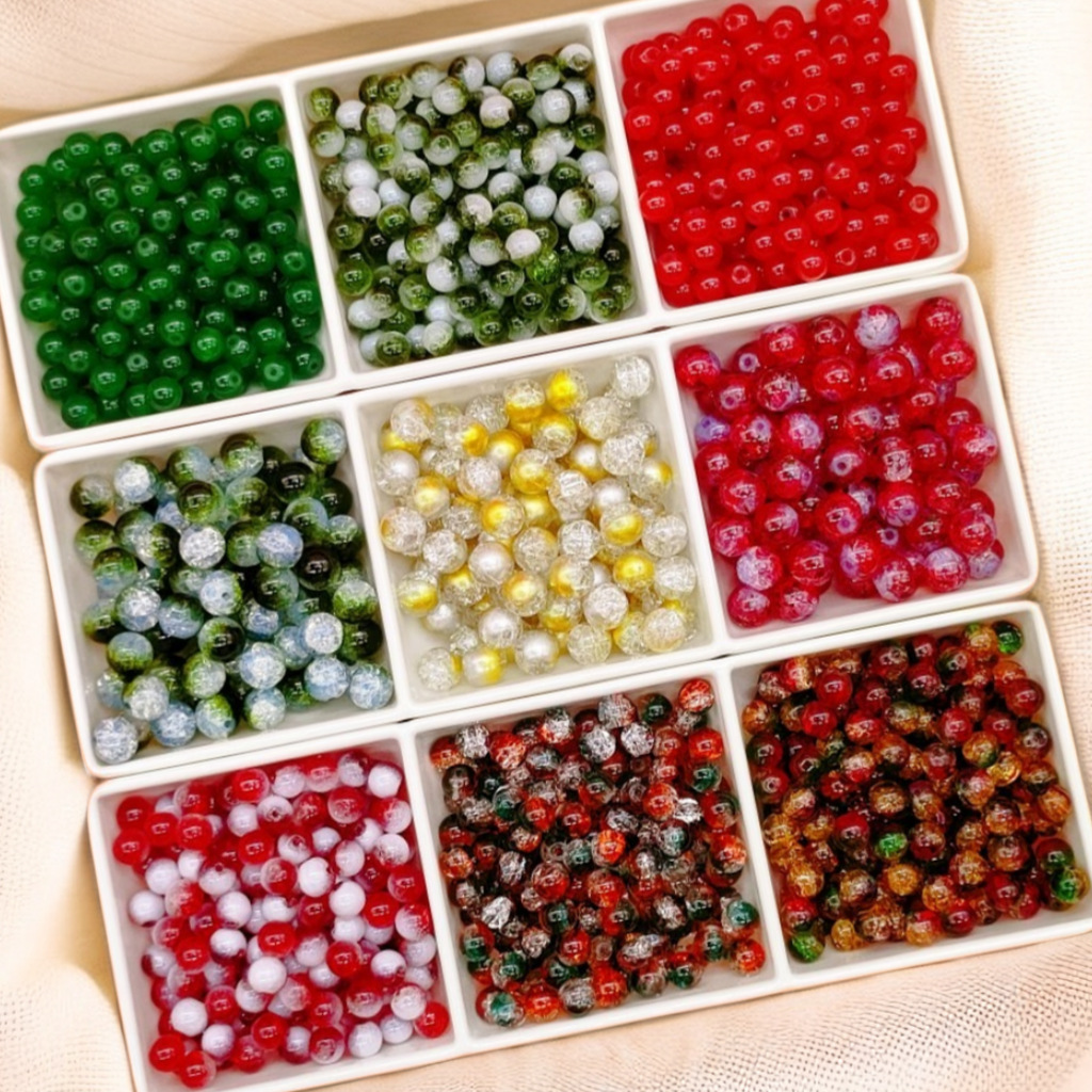 10mm cuentas de Navidad Esmalte de colores cuentas de palomitas de maíz cuentas de Calcedonia cuentas hechas a mano DIY pulsera collar de vidrio perlas sueltas