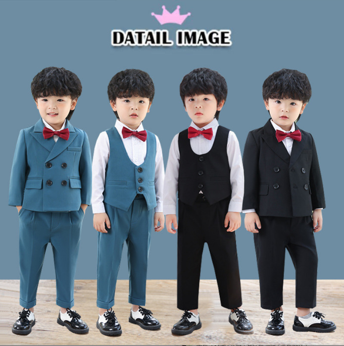 包邮男童背带裤套装秋冬季男童周岁生日礼服男宝宝西装礼服演出服