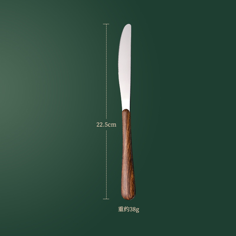 クロスボーダー1010ステンレス食器クリップ柄木目ナイフフォークスプーン5点セット家庭用韓国式ステーキナイフフォークセット|undefined