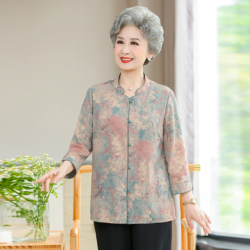 Пожилые люди летнее платье бабушки рубашка костюм пожилой пожилой женщины мама одежда летняя старуха пожилая рубашка