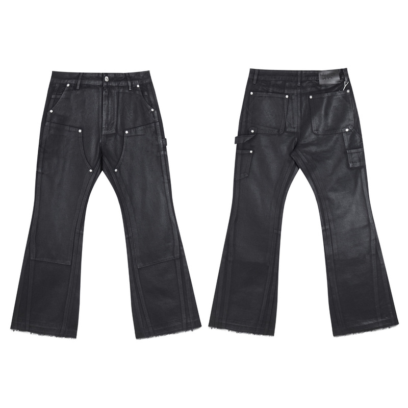 2026 Autumn New GALLER Double-Knee Patchwork Wax-Coated Flared Jeans Unisex Wholesale
