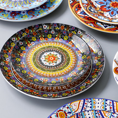 European and American creative ceramic plates, hand-painted breakfast plates, flat creative steak Western dinner plates, home use large serving plates, plate arrangement