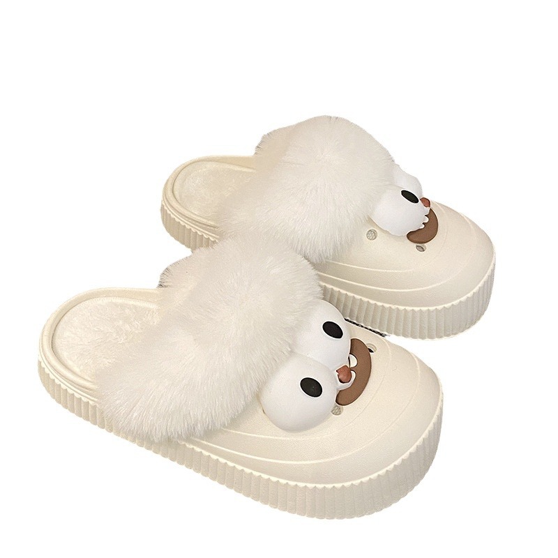 New plush cotton shoes DIY winter women's home thick soles, detachable and washable cotton slippers for women