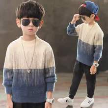 童装男童加绒套头毛衣新款秋冬洋气中大儿童水貂绒针织打底衫加厚