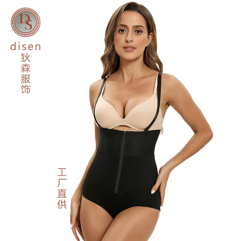 Europa y los Estados Unidos unidos nuevos cinturón de cintura con cremallera media frente pantalones de cuerpo plástico