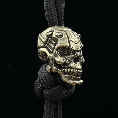 美式创意黄铜做旧机械骷髅头刀坠EDC伞绳挂坠DIY白铜饰品工艺批发|ms