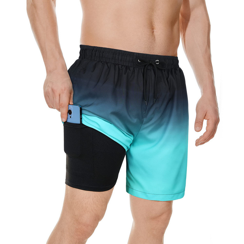 Milk Silk Lined Double-Layer Swimming Trunks, Waterproof and Anti-Embarrassment, 2026 New Style Loose Casual Beach Pants, Hot Spring Boxer Shorts
