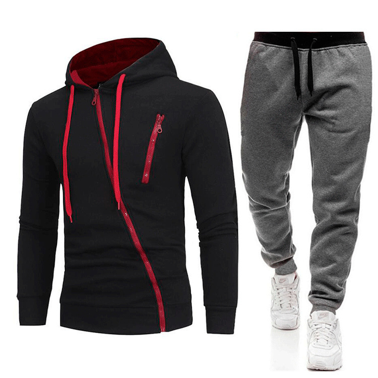 Cross-border hombre otoño y invierno nuevo hombre casual chaqueta deportiva al aire libre chaqueta encapuchada pantalones de manga larga moda
