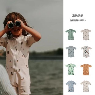 Processing custom children's one-piece hot spring swimsuit girls baby ins style swimsuit boys sunscreen swimsuit custom-made