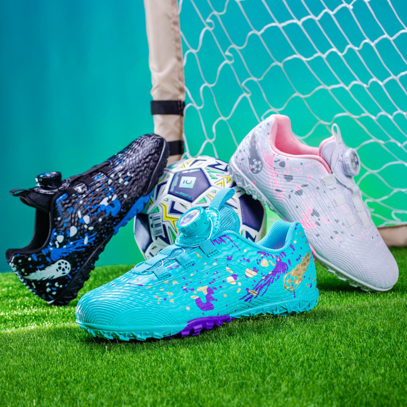 ShoeGlobe, scarpe sportive da ginnastica per la scuola elementare, con bottoni rotanti transfrontalieri, per bambini, con tacchetti da calcio_voghion.com