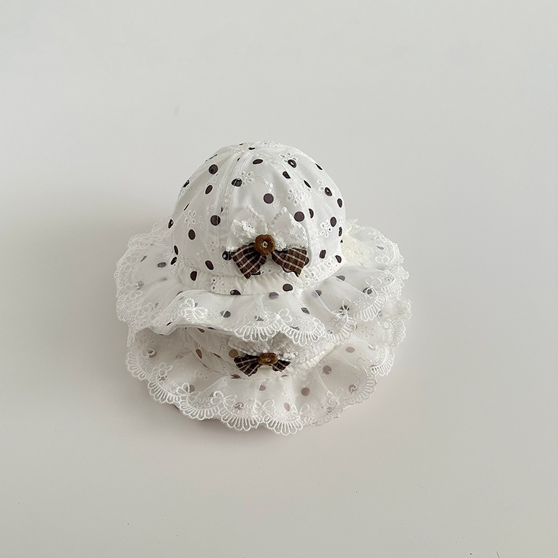 Baby pescador sombrero primavera y verano princesa delgada encaje sombrero de sol coreano para bebés sombrero de marea