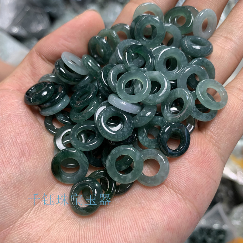 Wholesale 13mm translucent jadeite round beads with large holes, Burmese jadeite blue water coil running beads for bracelet accessories