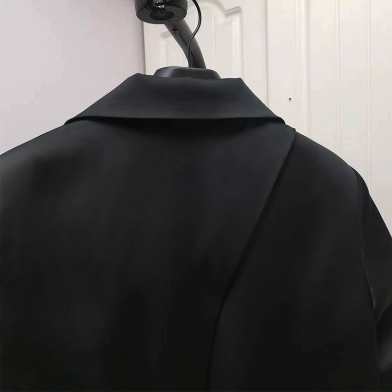 Elegant Black Long-sleeve Blazer For Women Lightweight Coat_voghion.com