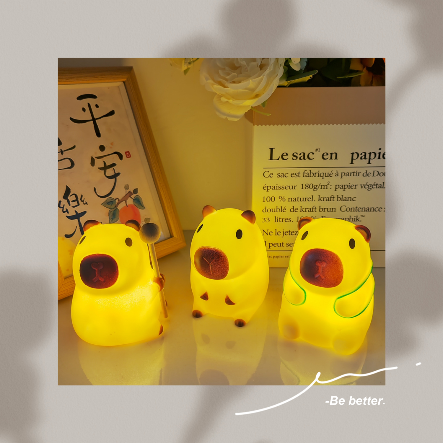 귀여운 CHET KAPIBALA CAPYBARA 야간 조명 어린이 학생 친구 선물 고급 감각 침실 장식품 실리콘 램프