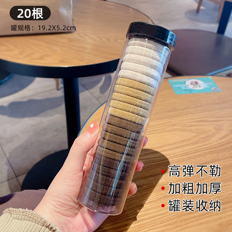 20 toalla enlatada banda de pelo alto elástico cuerda de cabeza sin costura moda banda de goma negra Shixi Cola de Caballo cuerda de pelo estilo coreano