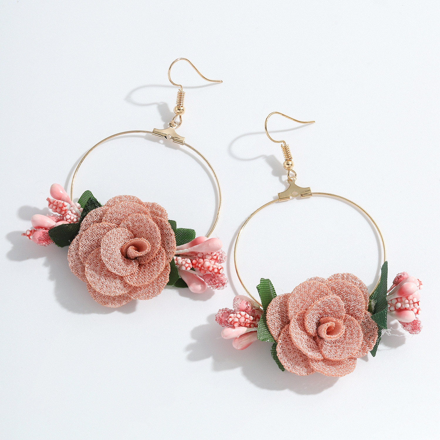 7g Weight Alloy Ear Needle Material Drop Earrings Classification Anniversary, Business, Travel, Birthday, Festival Occasion Alloy, Gauze Material Flower Pattern Women'S Gender Ethnic Style Style White, Pink, Purple, Red, Blue Color Ethnic Style Flower Alloy Gauze Drop Earrings 19