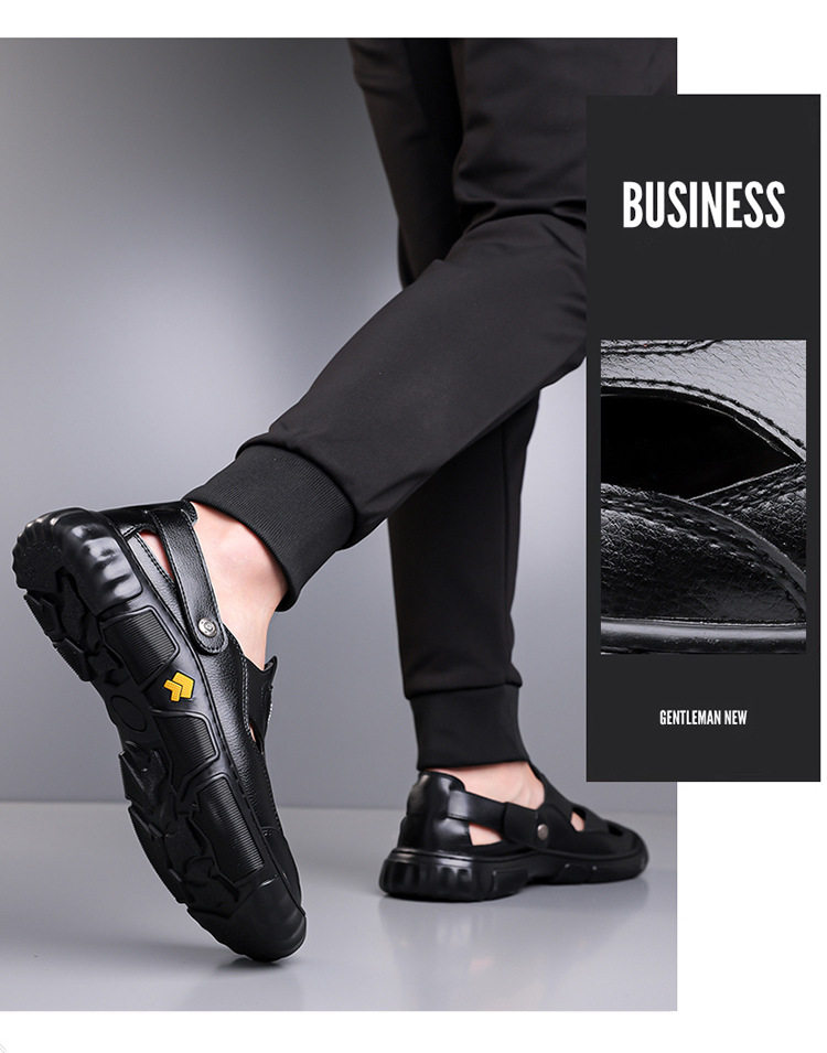 Giày sandal nam cỡ lớn mùa hè kiểu lười khoét lỗ đế mềm xỏ chân — Màu nâu, màu đen chi tiết 19