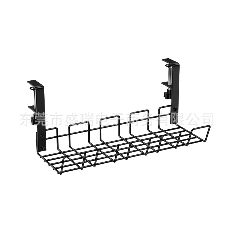 Transfronterizo en stock rack de almacenamiento sin perforaciones debajo de la Mesa socket de alambre rack de almacenamiento escritorio ordenado organizador rack cesta colgante