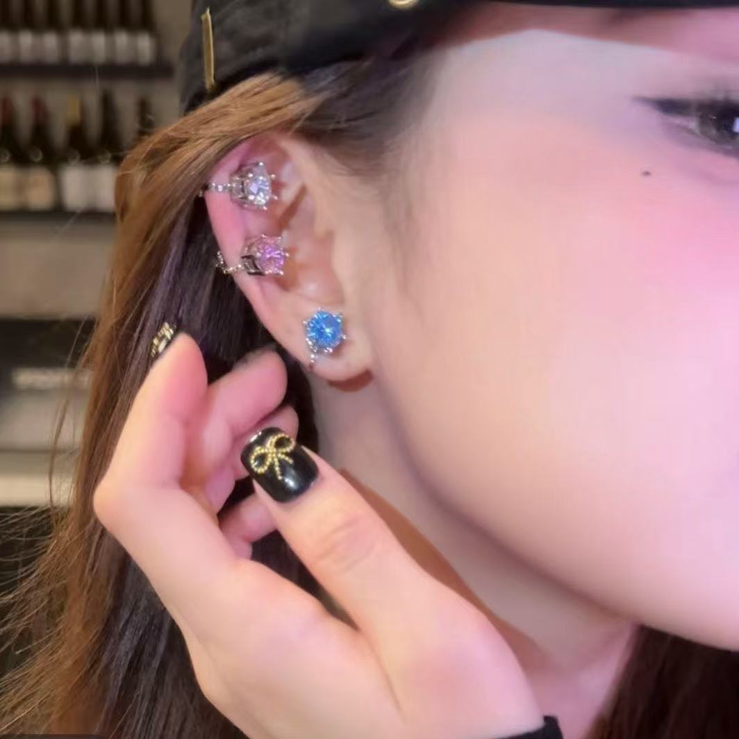 Copper Alloy Earrings, Push-Button Pierced Earrings, Earrings, Popular High-End Women's Summer Couple Fashion