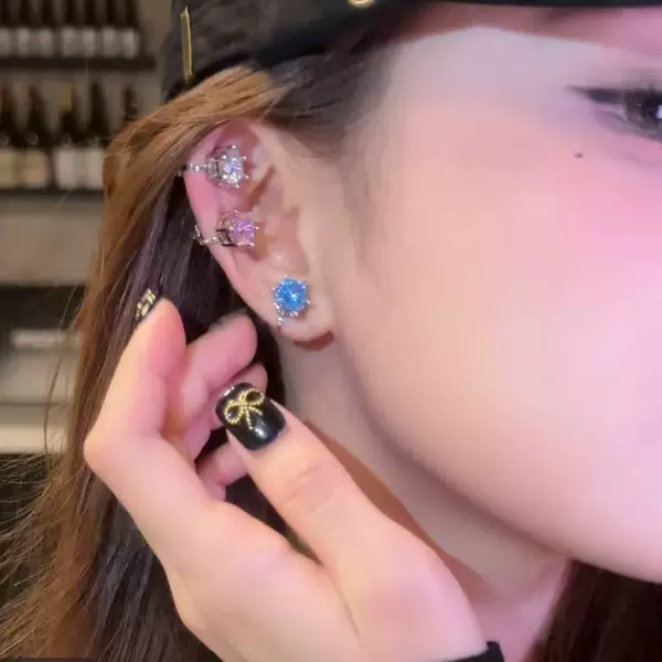 Copper Alloy Earrings, Push-Button Pierced Earrings, Earrings, Popular High-End Women's Summer Couple Fashion