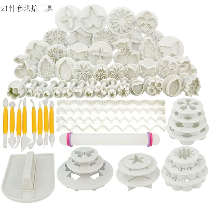 Plastic set, compact mold, fondant, 108 pieces