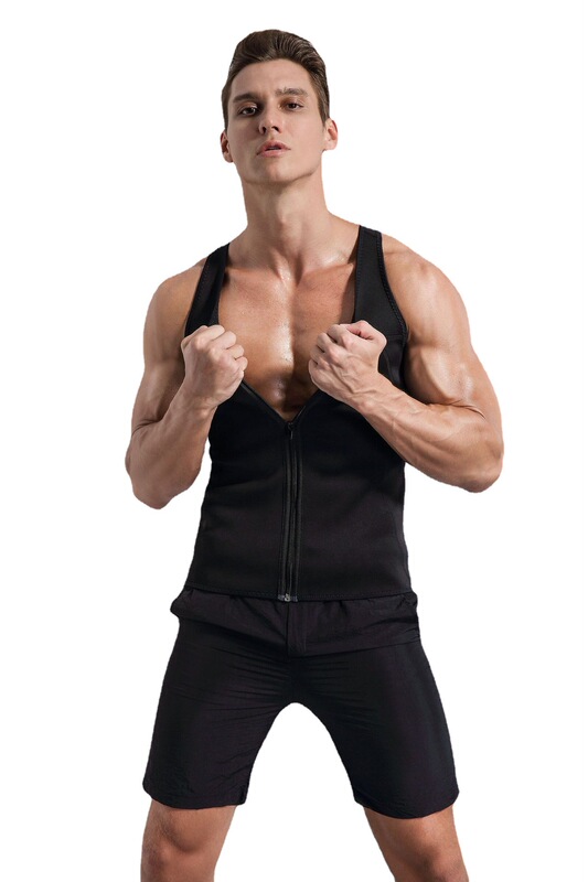Manufacturer in stock men's sweat shaping slimming sauna vest sports belly contracting suit fifth pants vest suit