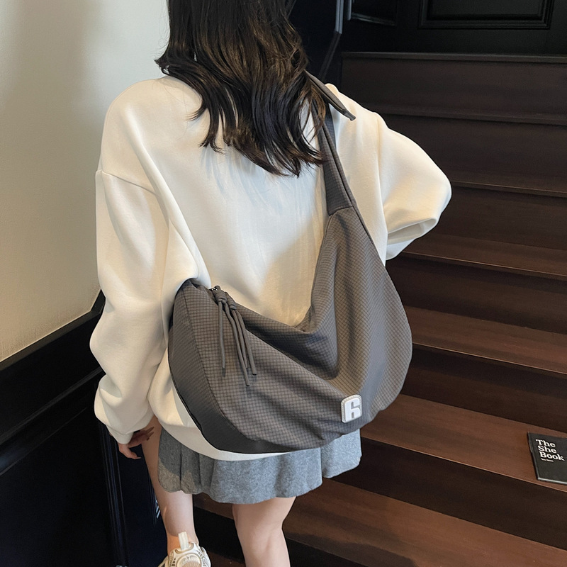 2025夏季上新小清新华夫格女士帆布单肩包质感时尚斜挎包包女|undefined