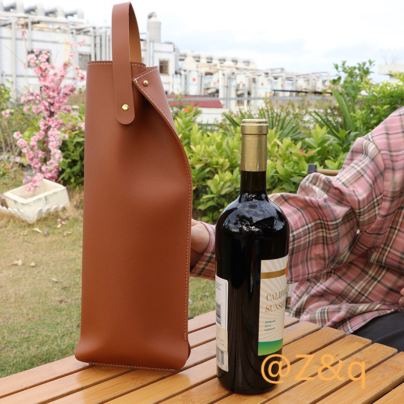 Bottle wine packaging bag wholesale from manufacturer, minimalist hand-held wine leather handbag, red wine gift box