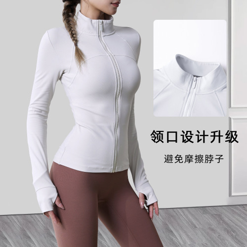 Love Degree Standing Collar Thick Fleece Lined Sports Yoga Jacket Running Zippered Fitness Top Long Sleeve Tight Yoga Clothes for Women