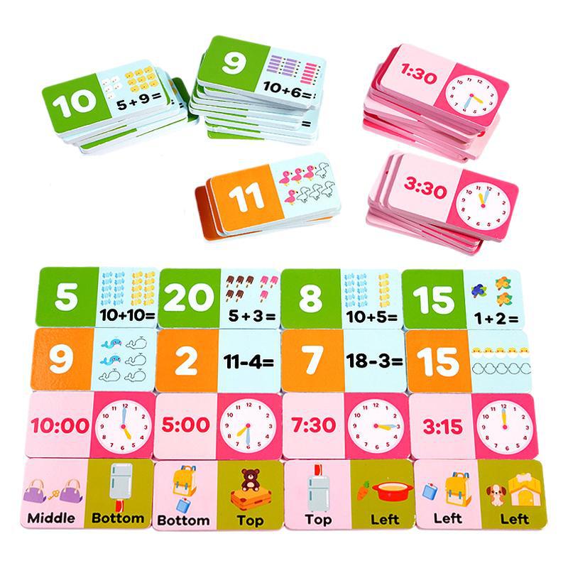 Rompecabezas suma y resta Solitario Cognition Cuatro en uno Domino Madera Nuevo tiempo de cálculo de palabras en inglés para niños