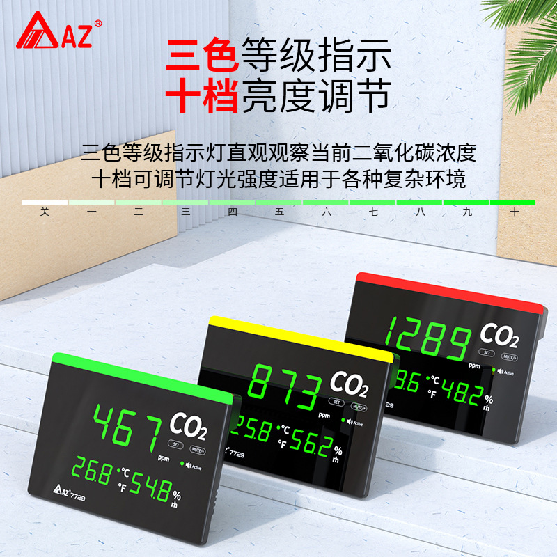 壁挂/桌面二氧化碳检测仪报警器CO2测试仪温湿度检测室内养殖用