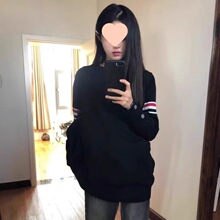 新款条纹毛衣打底衫休闲秋冬季打底长袖上衣同款男女圆领宽松针织