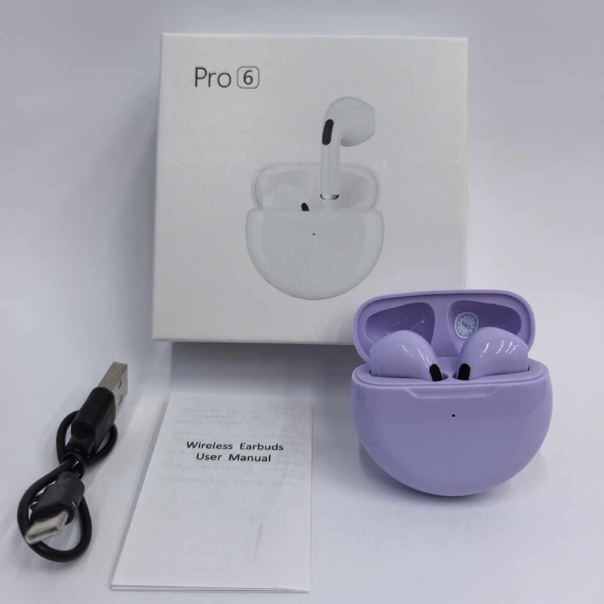 Pro6 Bluetooth Earphones Wireless In-Ear Gaming Sports Tws Earphones Long Battery Life Large Battery Capacity J6 Earphones Cross-Border